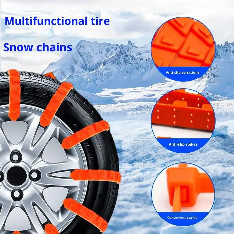10/20pcs Anti-Skid Snow Chains For Motorcycles Bicycles Winter Tire Wheels Non-slip Cable Ties Motorbike Emergency Tire Chain