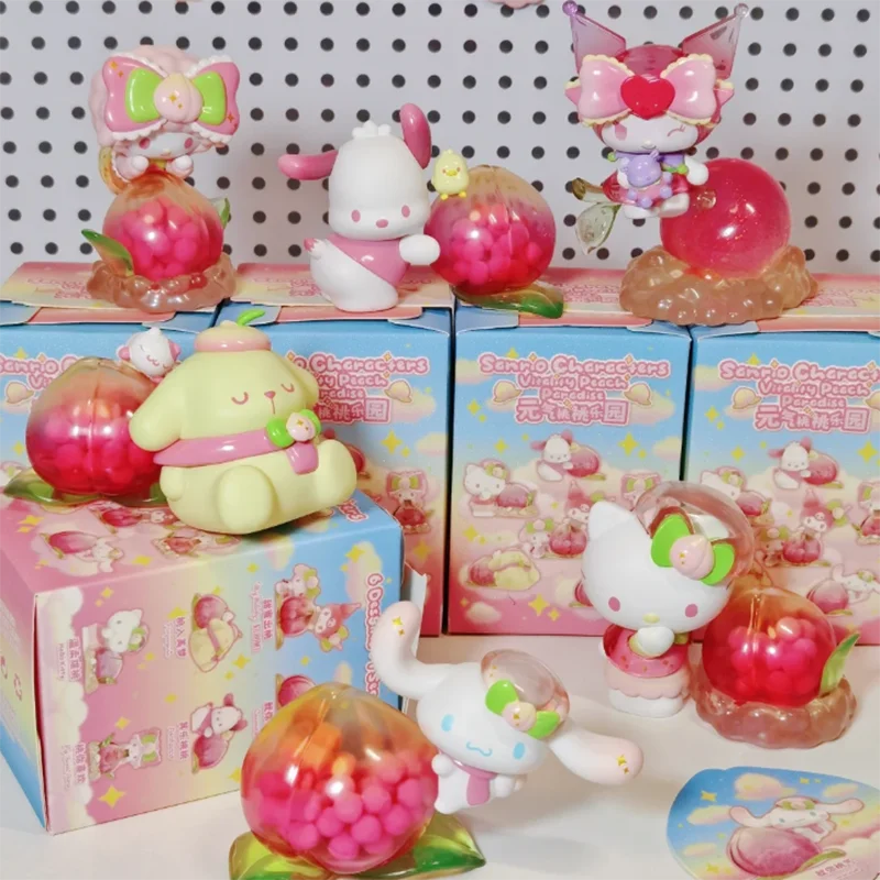 MINISO Sanrio Super cute Blind Box Kuromi My Melody Cinnamoroll Pachacco Pompompurin Vitality Peach Paradise Toy Decoration