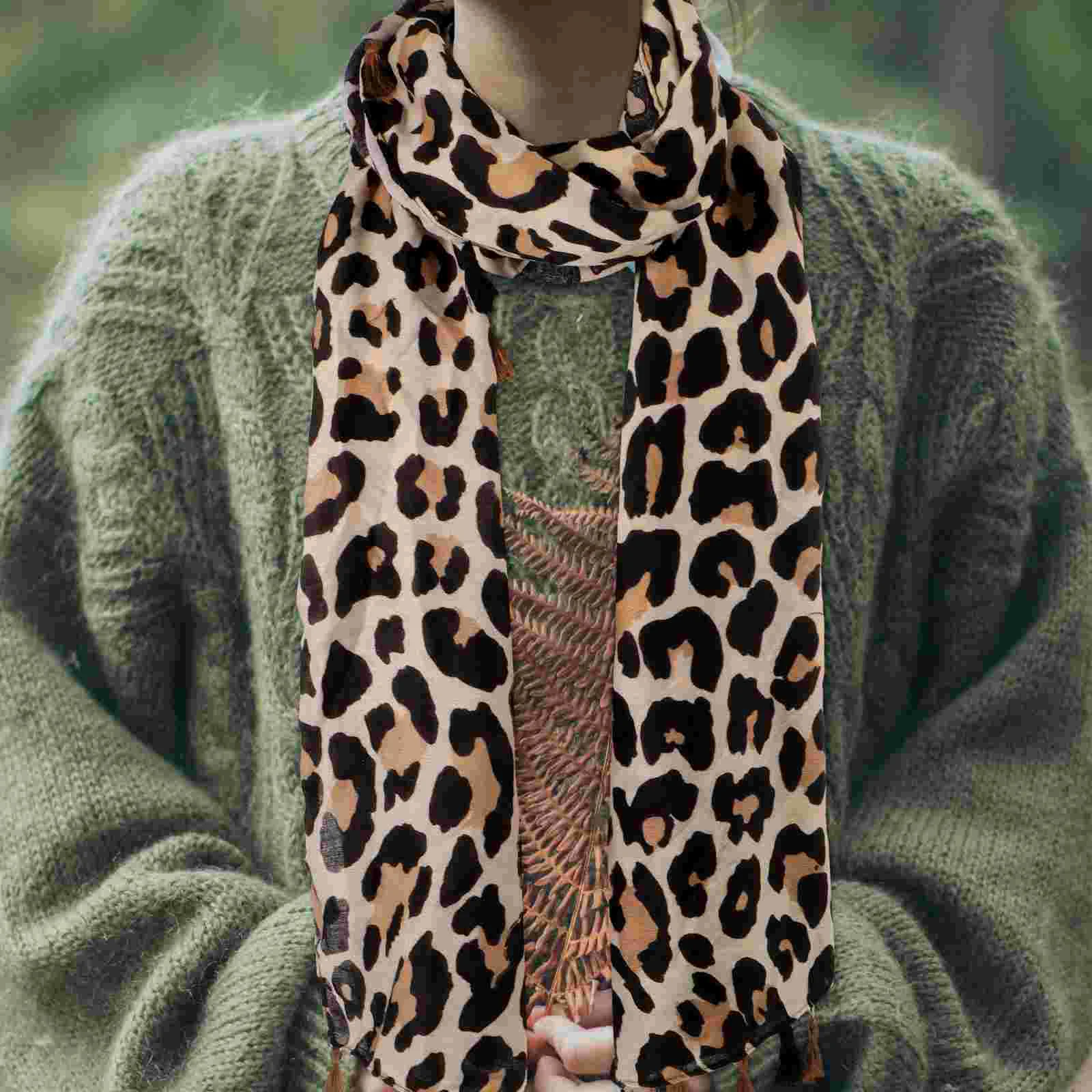 

Women Long Style Scarf Dual Cotton Shawl Gift Leopard Scarf Beige women scarf women cotton scarf women leopard scarf