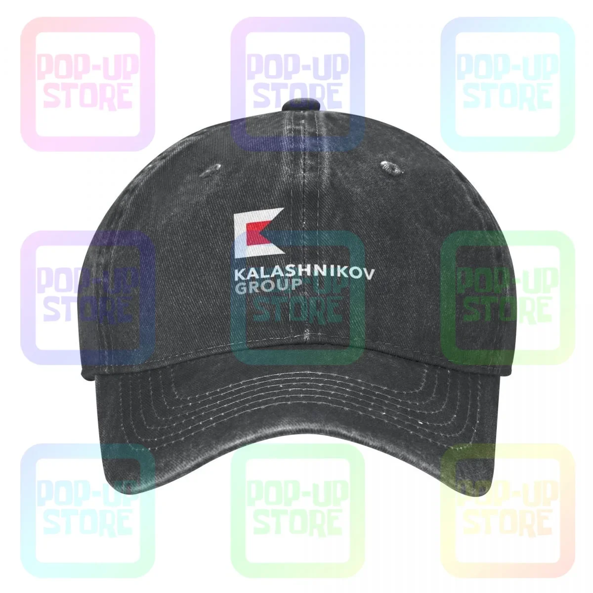 Kalashnikov Group Logo Washed Denim Baseball Cap Trucker Hats Design All-Match