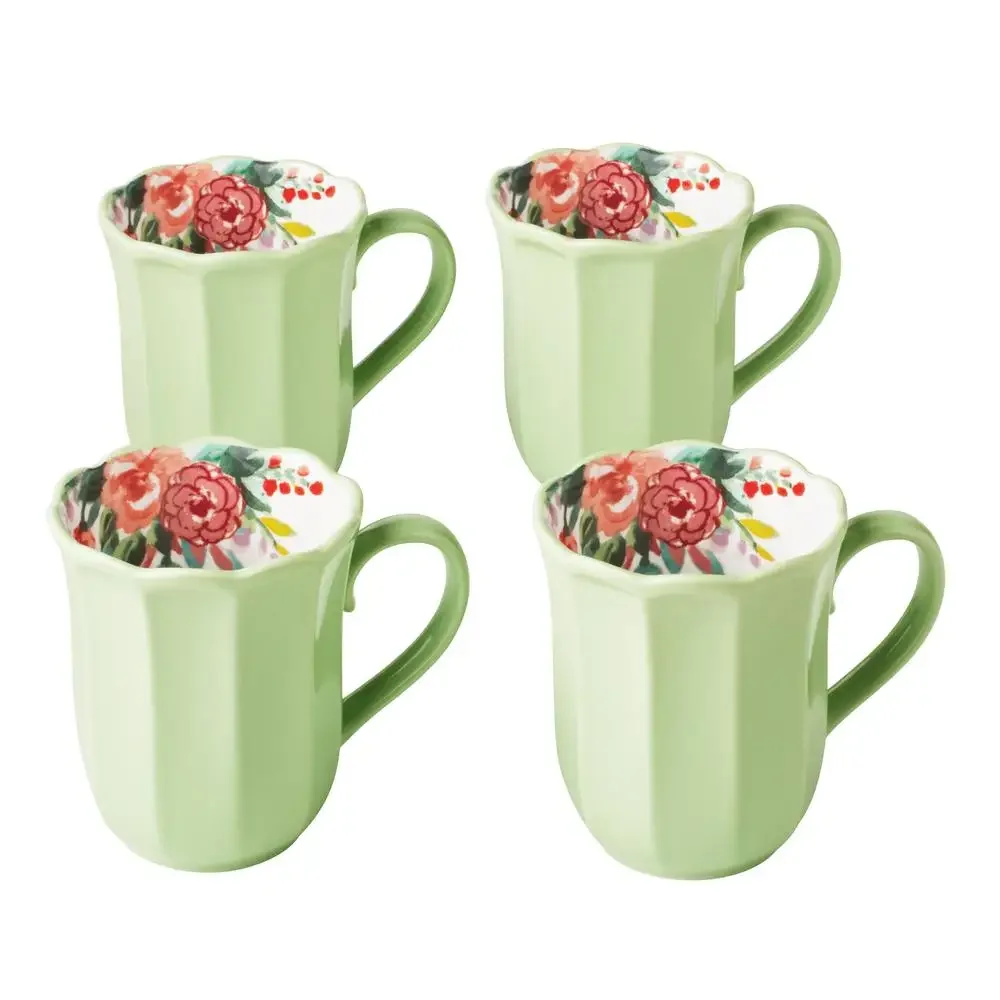 

Floral Ceramic Mug Set 16oz Ree's Mulled Apple Cider Dishwasher Safe Gift Idea Pioneer Woman Collection