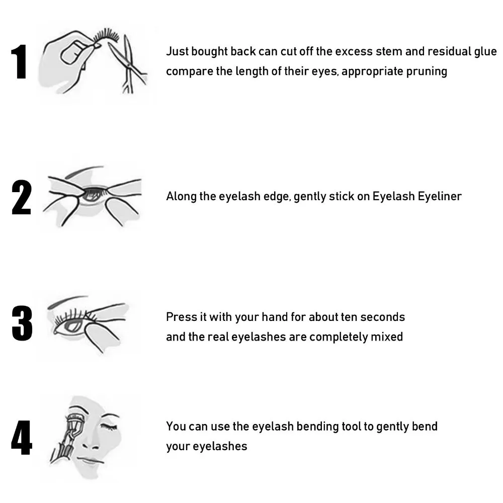 4 Pairs Lazy Eye Shadow Eyelash Patch Reusable With Eyeliner Lazy Eyelash Stickers Self-Adhesive Waterproof Eye Makeup Stickers