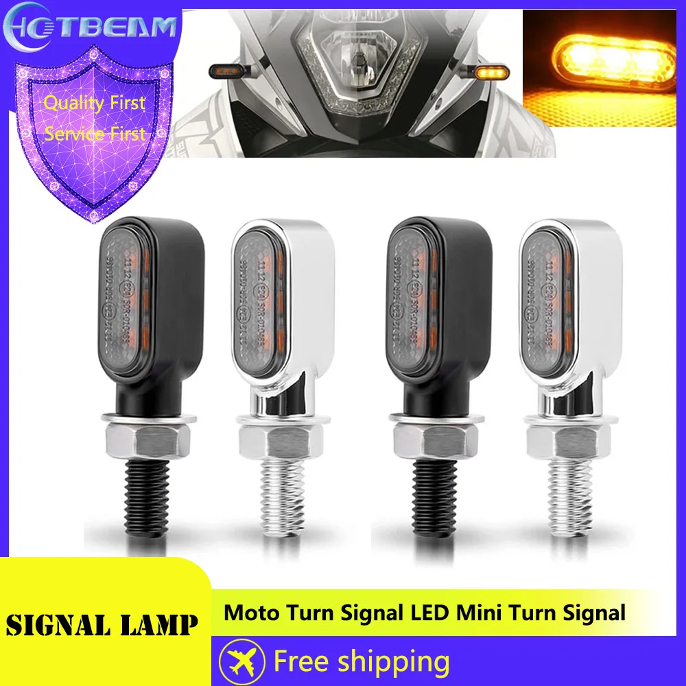 Motorcycle LED Signal Light LED Turn Signal Mini Indicator Light Amber 8mm 12V For Honda For Yamaha For Kawasaki Cafe Racer