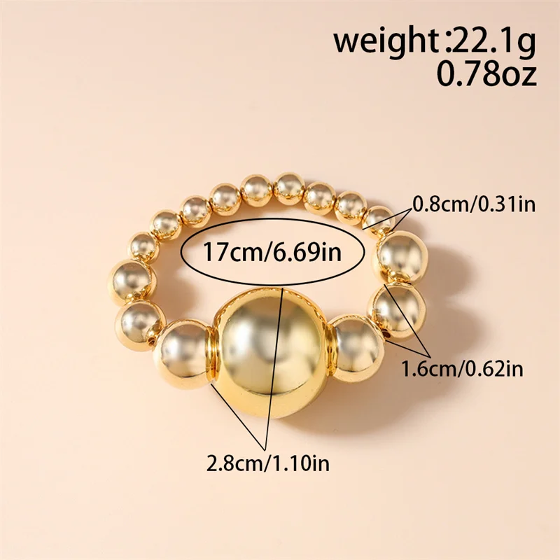 Punk Handgemachte Perlen Armbänder für Frauen Übertreiben Große Metall Ball Armbänder Mädchen Party Fesitval Schmuck Geschenke – Detail 2