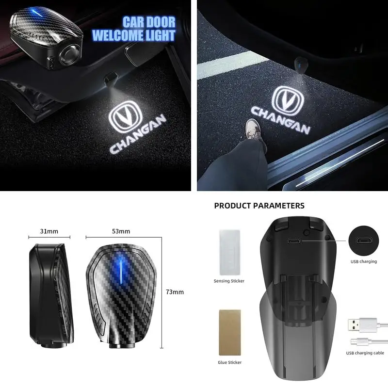 2pcs Universal Wireless Car Door LED Projector Welcome Lights Compatible With Changan CS75 Plus CS35 CS15 CS95