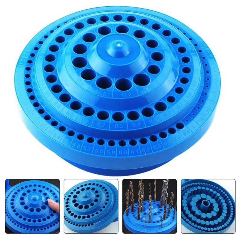 B62B Drill Bit Storage Case 100 Holes Rotating Storage Tray, Milling Cutter and Parts Organizer for Household Tool