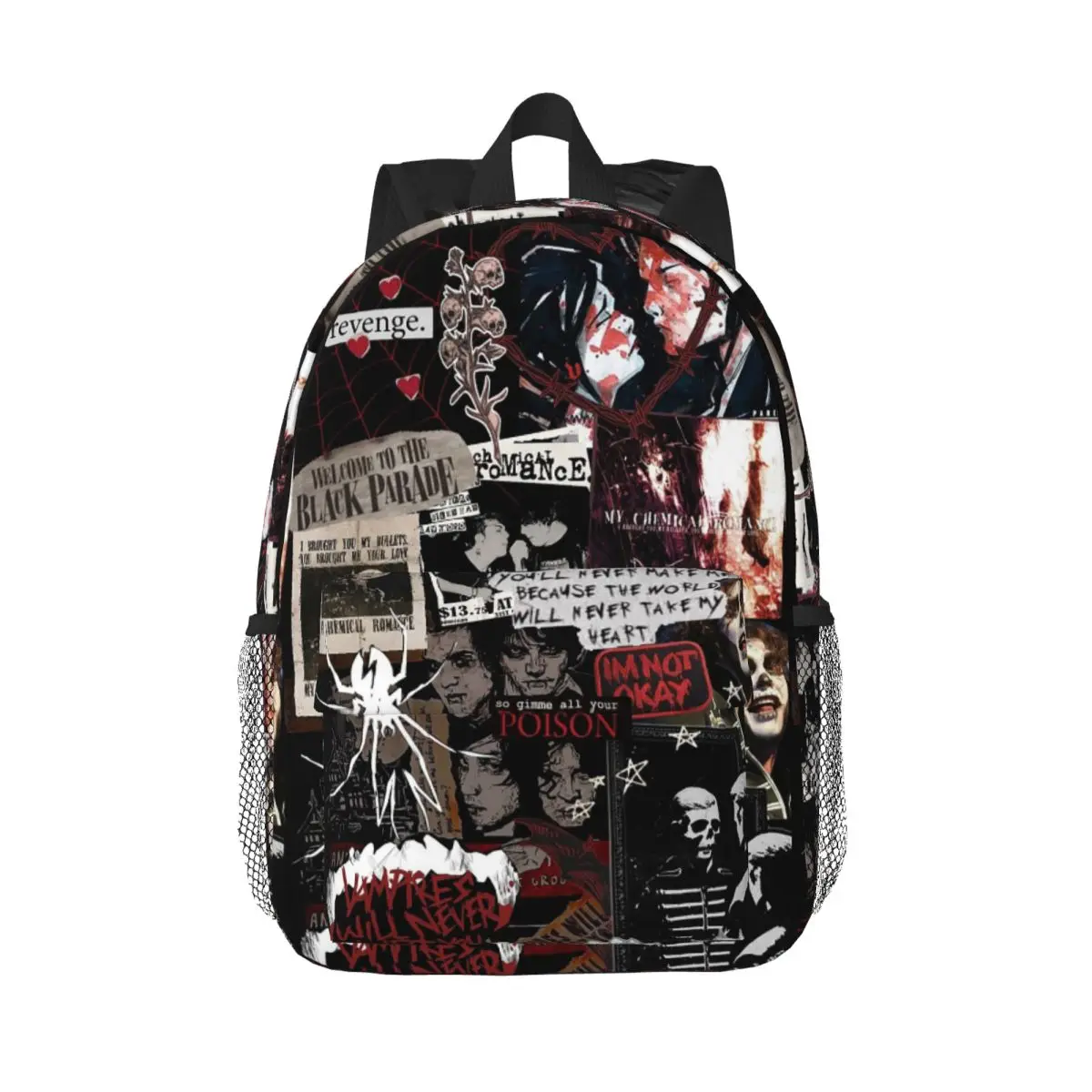 Rock MCR My Chemical Romance Backpack Daypack Large Capacity Boys Girls BookBag Shoulder Bags for Men Women Children School Bag