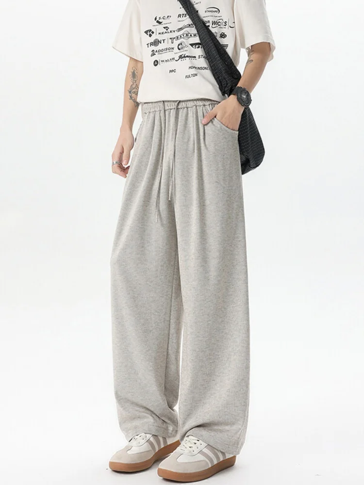 

Мужские прямые брюки-джоггеры из плотной ткани в американском стиле, свободного кроя, широкие штанины, повседневные, весна-осень