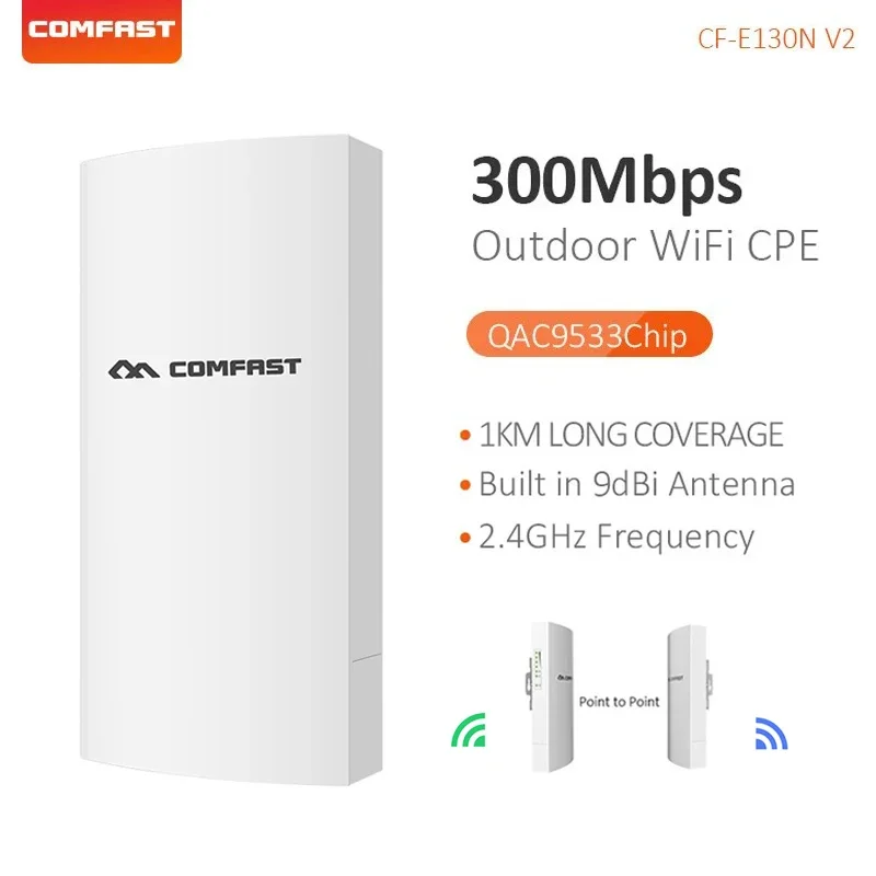 COMFAST Wireless Outdoor CPE Bridge For Long Range IP Camera Project 300mbps 2.4G QCA9533 Transmission WiFi Repeater CF-E130N V2