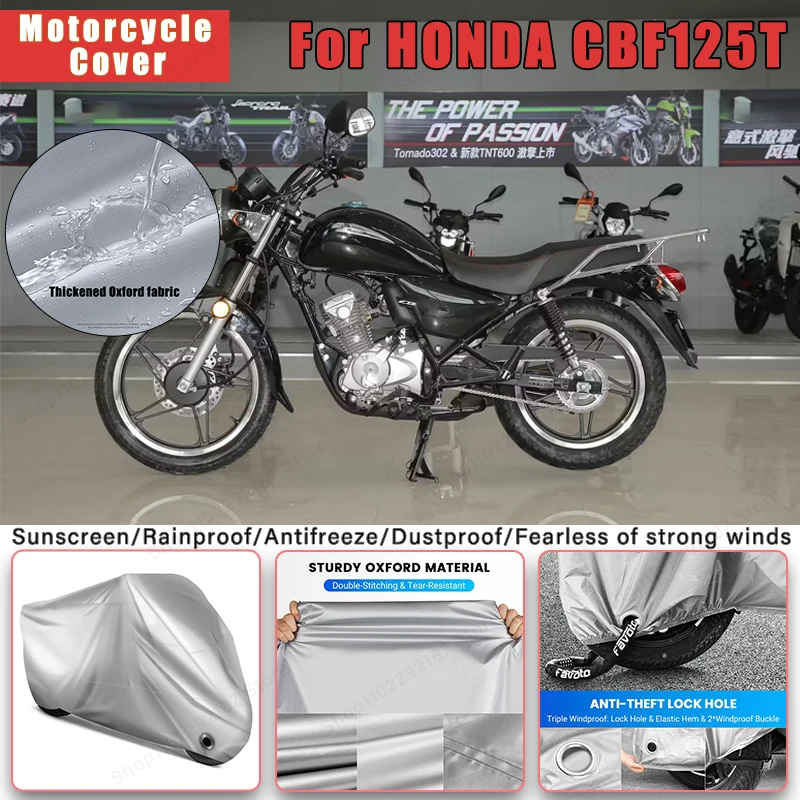 

For HONDA CBF125T No Ear Motorcycle Cover - Outdoor Full Body Protection, Waterproof Dustproof Sunscreen Moto Accessories