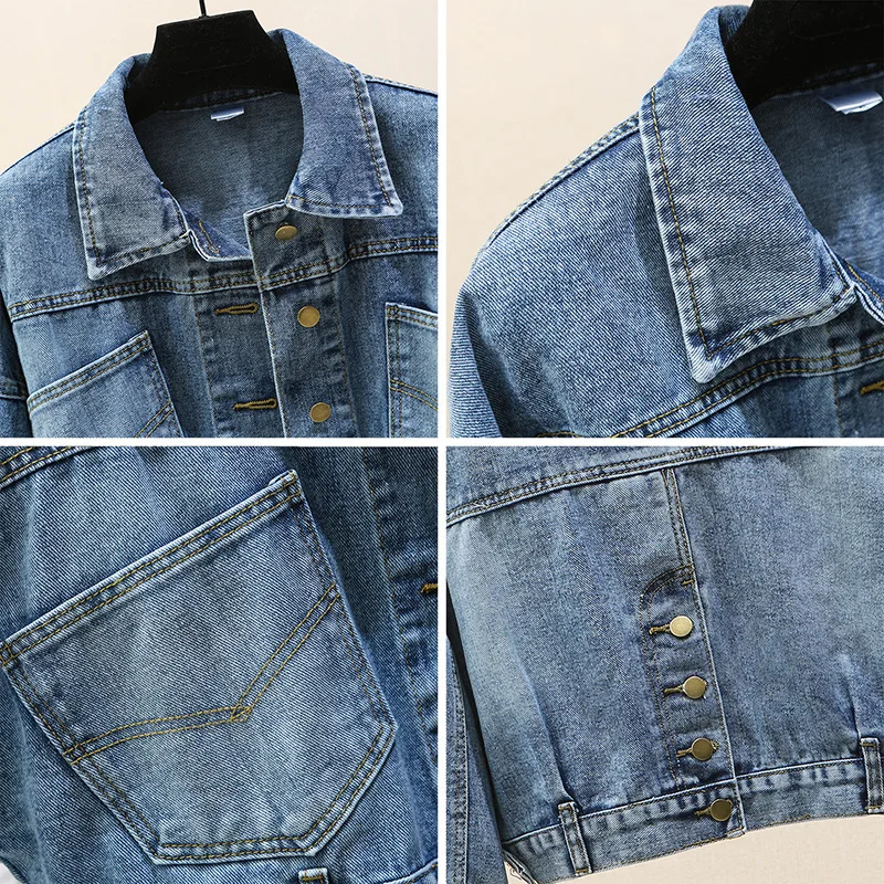 Denim Coats Women Short Coat Casual Loose Turn Down Collar Y2k Streetwear Jackets Work Regular Elegant Splice Jacket 2026
