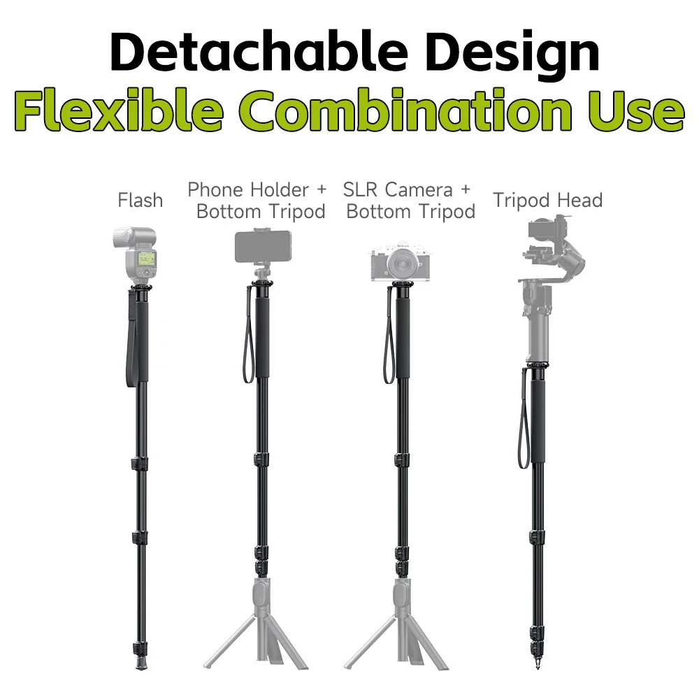 Llano Trípode de marcha constante con monopié para cámara de aleación de aluminio para teléfonos inteligentes y sin espejo, soporte para Vlogging multifunción