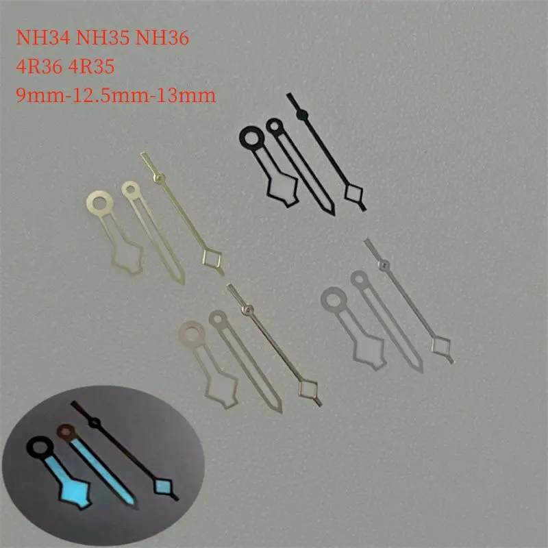 

MOD Accessories Silver Gold Black Watch Hands Needle Blue Green Luminous Pointer For Seiko NH34 NH35 NH36 4R36 4R35 Movement