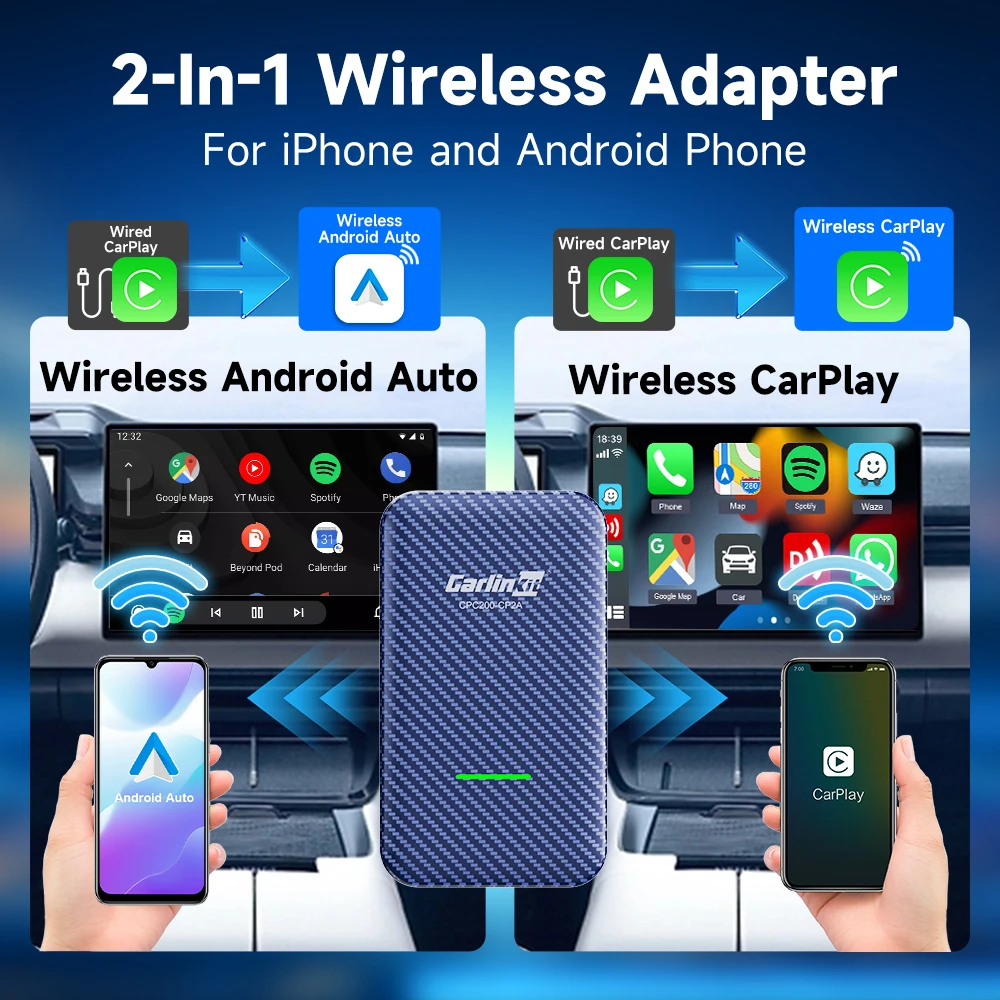 CarlinKit 4.0 Wireless Android Auto CarPlay Dongle Wired To Wireless Adapter For Mazda Kia MG Haval Ford Toyota Volkswagen etc.