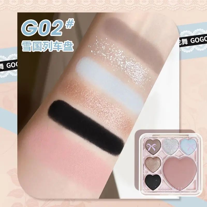 GOGO TALES Lidschatten-Palette, langlebig, leicht zu tragen, matt, perlmuttartig, multifunktionale Rouge-Lidschatten-Make-up-Palette