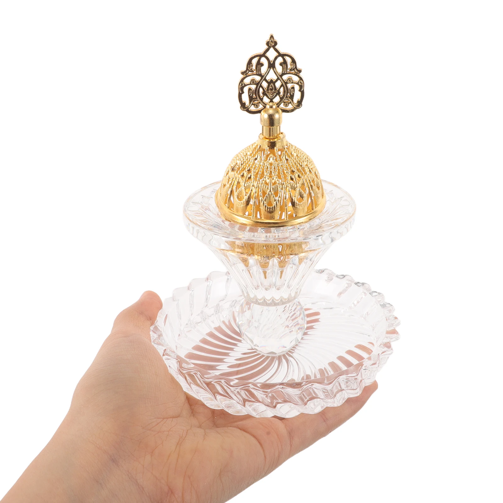 

Middle Eastern Inspired Glass Crystal Incense Burner Set Elegant Home Decor Aromatic Scent Holder Indoor Air Purification