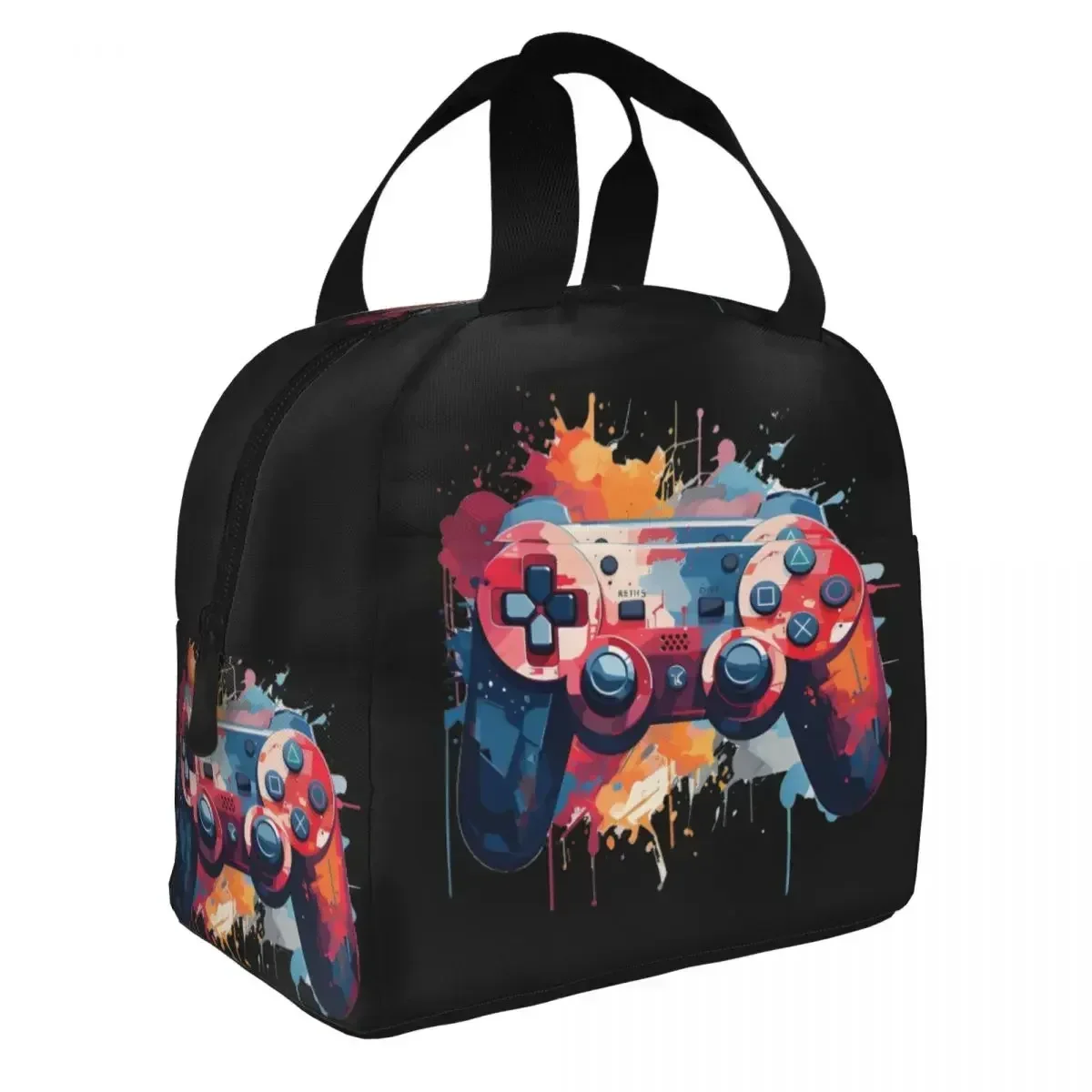 Video Game Controller Active Insulated Lunch Bag Thermal Bag Meal Container Capacity Tote Lunch Box Bento Pouch Outdoor