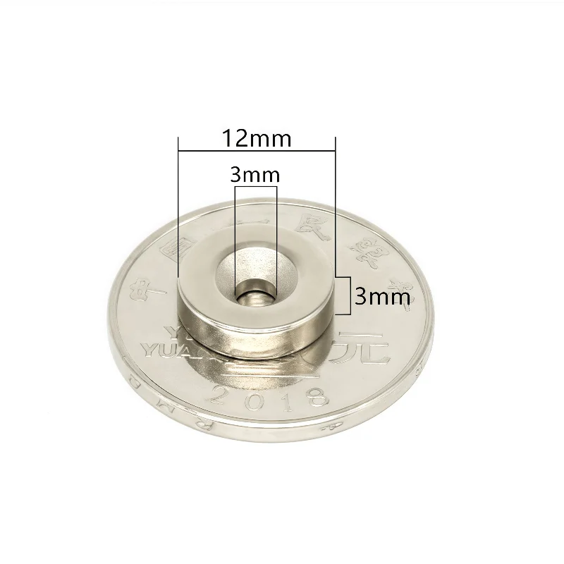 

10 pieces N52High-strength countersunk hole magent Diameter 12 mm × Thickness 3 mm - Hole diameter 3 mm