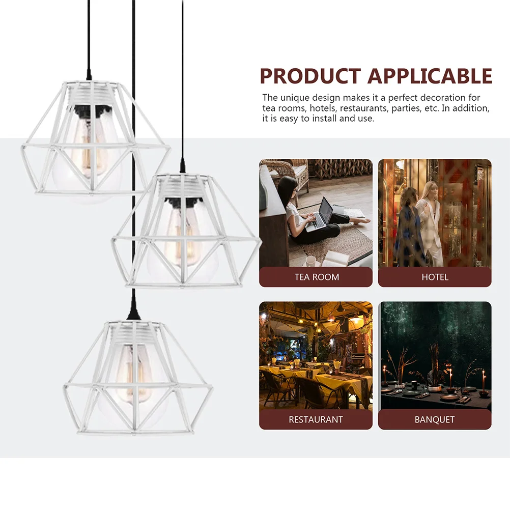 

2Pcs Retro Lamp Shade Diamond Metal Pendant Light Cover for Living Room Bedroom Office Industrial Style Decorative Ceiling Light