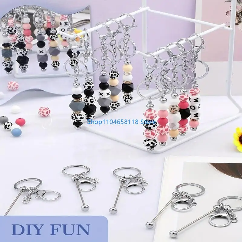 

12 Pcs Alloy Beadable Keychain Blanks Jewelry Making Craft for Men Women