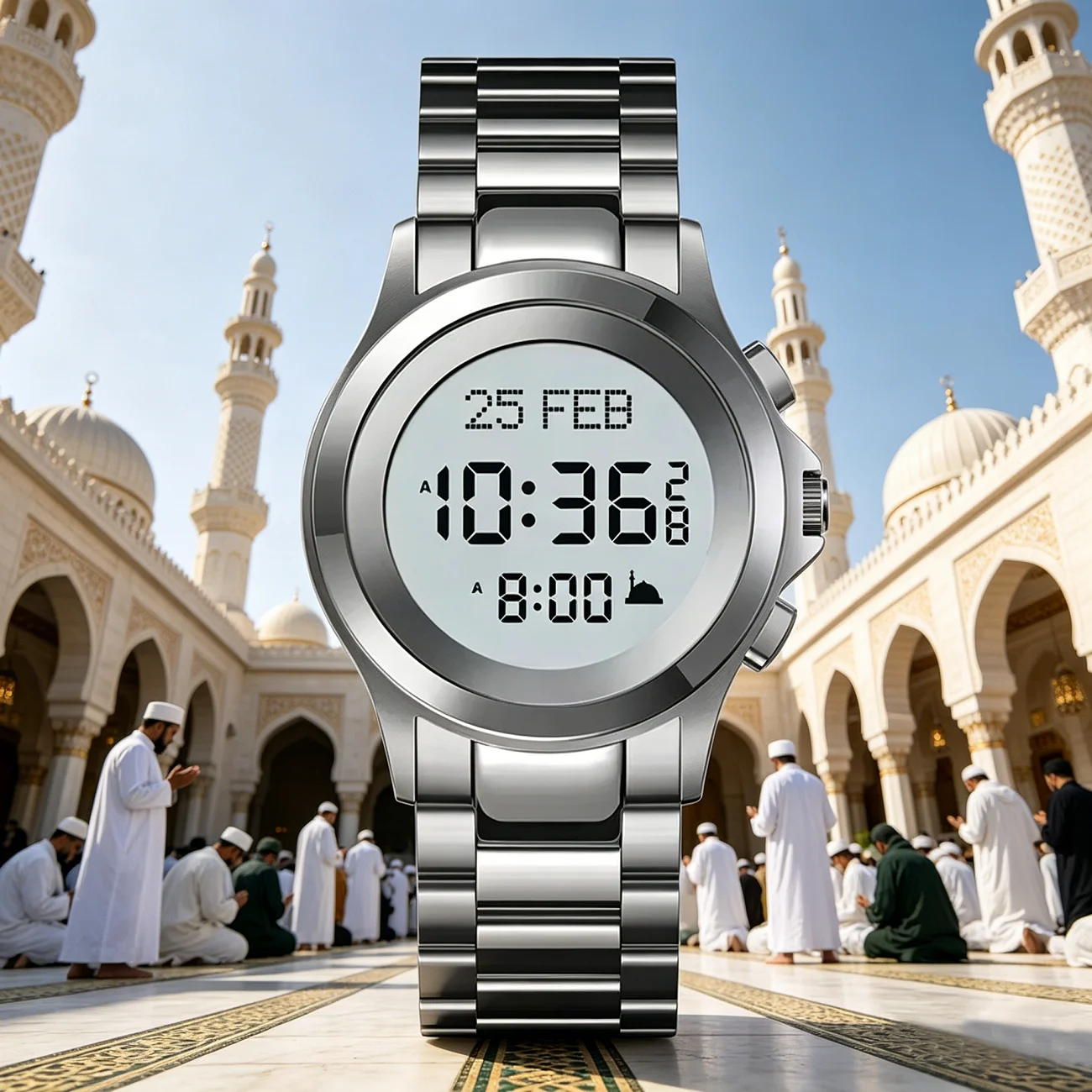

Muslim Qibla Direction Instruct Watch For Men and Women Prayer Multifunctional Worship Watches Luxury Male Clock Reloj Hombre