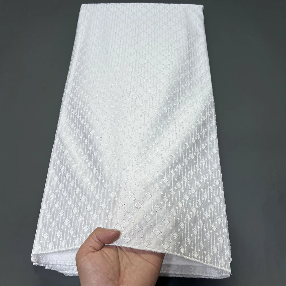 

Высококачественная африканская нигерийская тюлевая кружевная ткань 2026 года для пошива свадебных и праздничных платьев, вышитый хлопковый дамаст, 5 ярдов