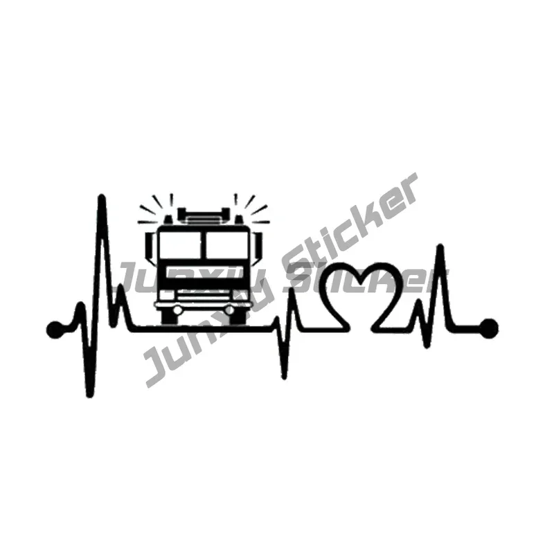 

Fire Truck Sticker Heartbeat Funny Rear Window Car JDM Drift Vinyl Decal Accessories