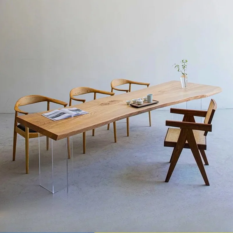 Nordic Solid Wood Acrylic Floating Table Modern Simple Study Bedroom Office Desk Creative Home Furniture Mobili Da Studio FYFD view 3