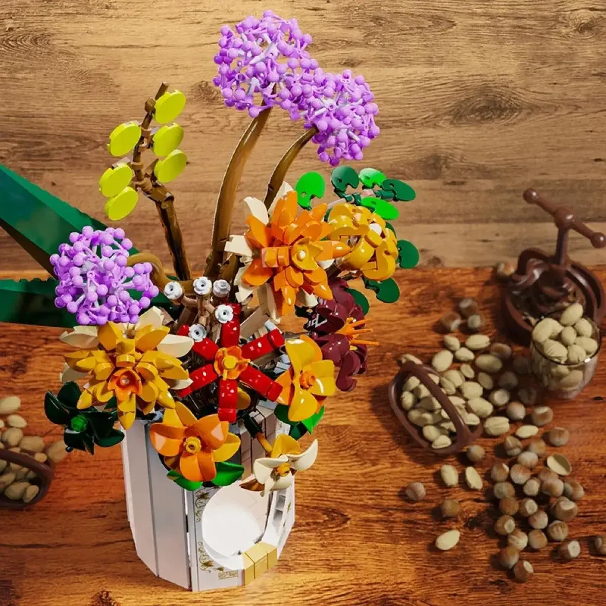 

Bouquet Building Blocks Daisy Dandelion Flower With Light Bouquet Model Brick Set Desktop Decoration Kids DIY Valentine Gifts