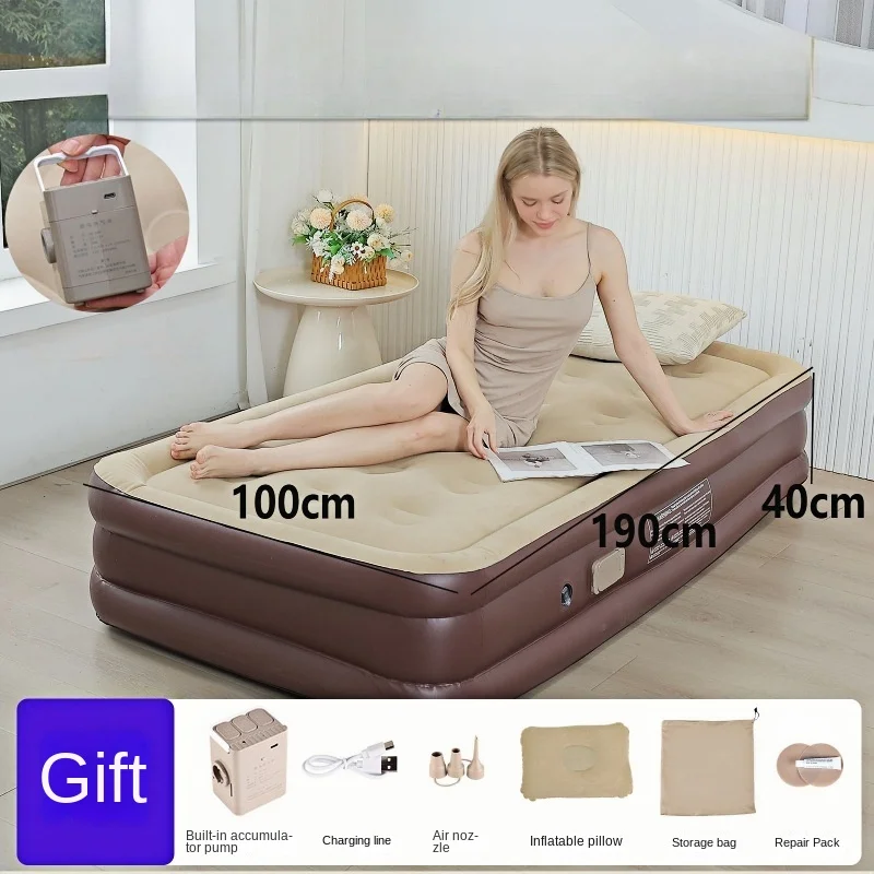 Fully Automatic Premium Inflatable Bed Elevated Home Inflatable Mattress,Outdoor Camping Single Tent Bed, Built-In Electric Pump