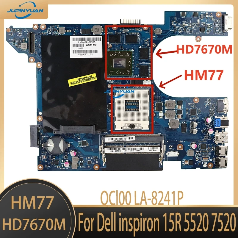 

QCl00 LA-8241P motherboard For Dell inspiron 15r 5520 7520 Laptop Motherboard. with HD7670M GPU 100% test work