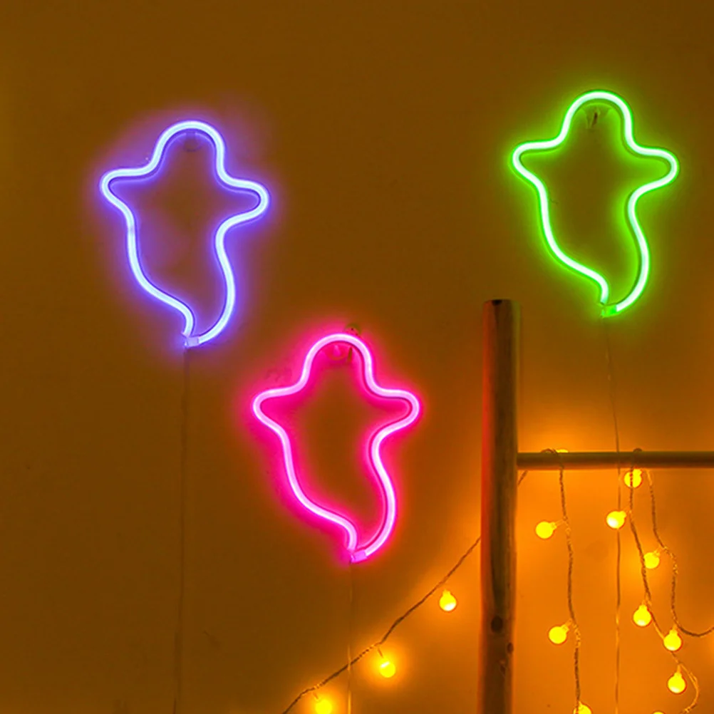

Halloween Neon Light LED Ghost Shaped Night Lamp USB Powered Bedroom Decor Festival Lamp Halloween Neon Light