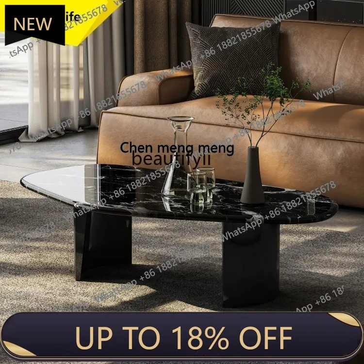 

P178 Marble Coffee Table Light Luxury Modern High-end Feel Living Room Home Simple Natural Coffee Table Set