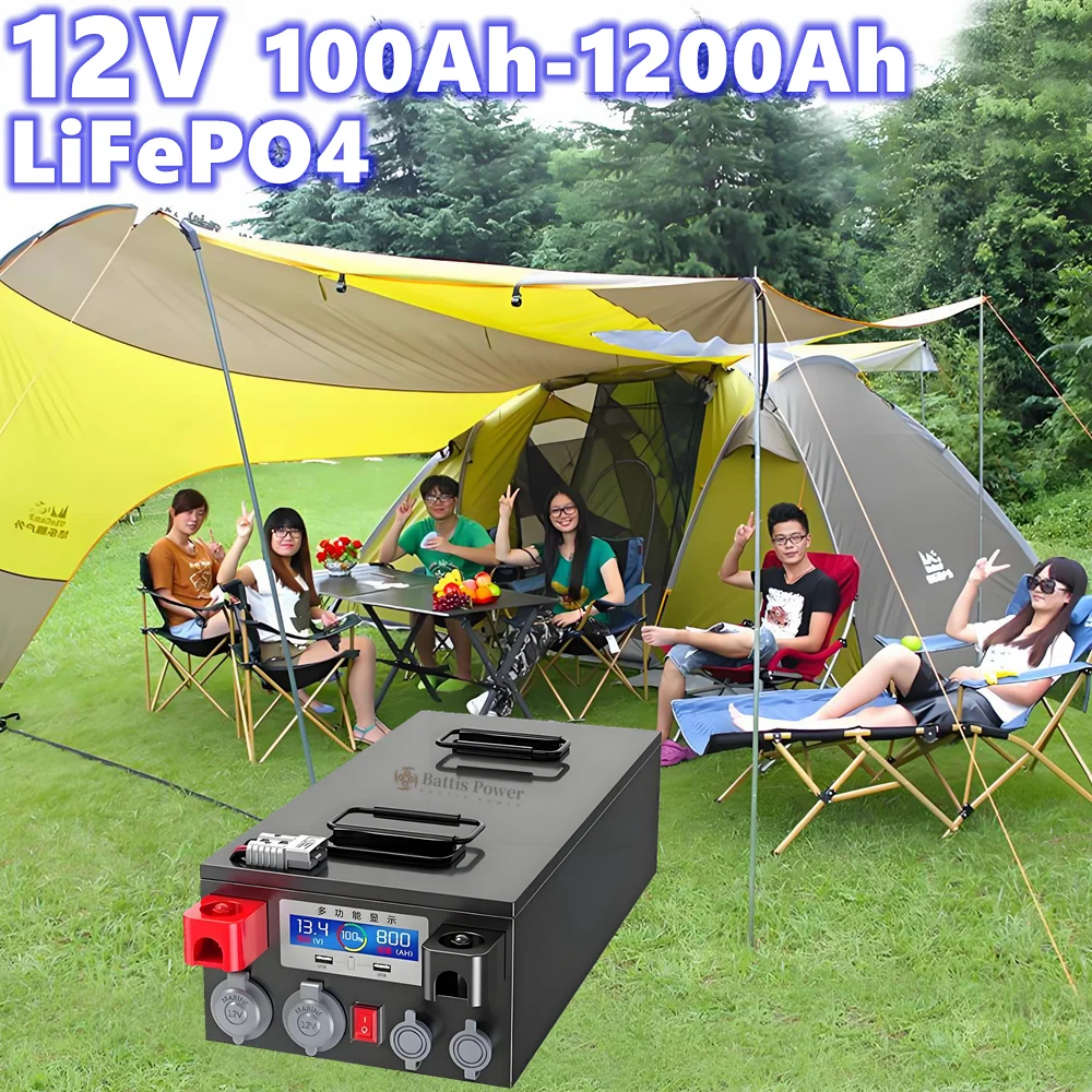 

Портативная аккумуляторная батарея Lifepo4 Lifepo4 12 В, 100 Ач, 200 Ач, 300 Ач, 400 Ач, 600 Ач, 800 Ач, 1000 Ач, 1200 Ач для наружной солнечной системы, инвертор RV