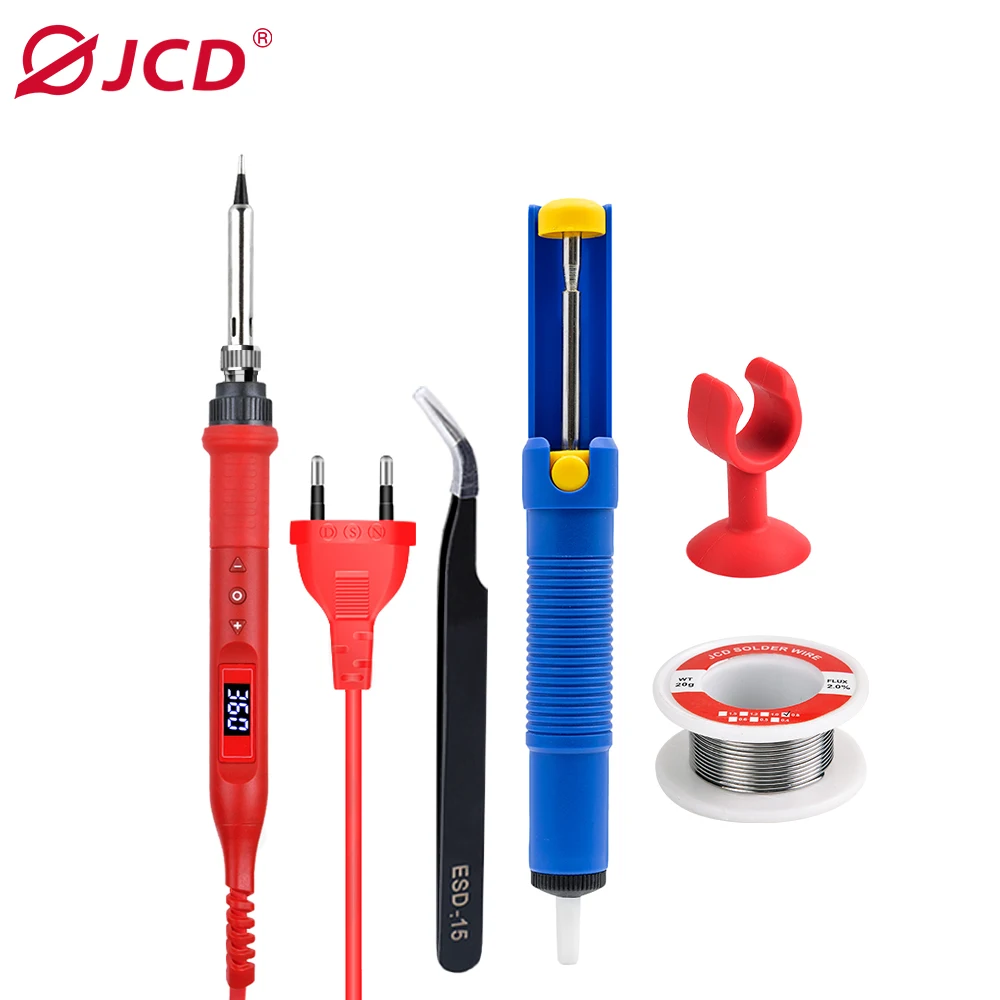 

JCD 80W Digital Electric Soldering Iron Set Kit 220V 110V Temperature Adjustable LCD Display Solder Welding Iron Tool Tips 908U