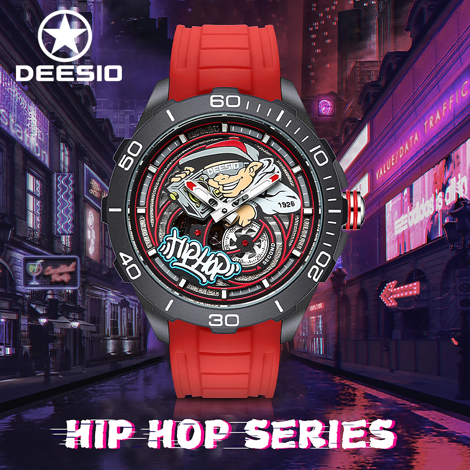 

Deesio Automatic Movement Mechanical Watch D6002C Luxury Trend Wristwatch Carbon Fiber Case Luminous Clock Relojes Para Hombres