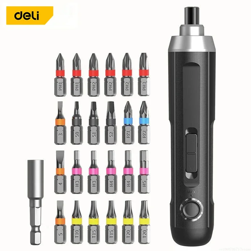 DELI 3.6V Cordless Screwdriver Rechargeable Lithium Battery Screwdriver Power Screwdriver Gift Packing LED Lamp Tools Set