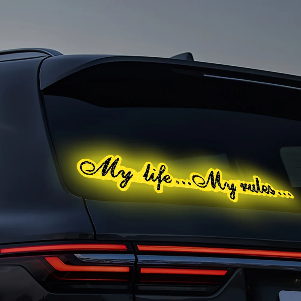 1 шт., светоотражающая автомобильная наклейка «Моя жизнь, мои правила», самоклеящаяся, безопасная для ночного вождения, водонепроницаемая, для авто, окна, кузова, двери, виниловые наклейки