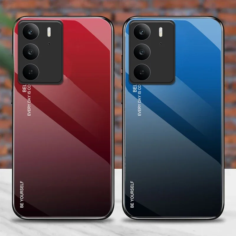 

Auroras For Realme C71 C75 C73 Cover Tempered Glass Gradient PC Plastic Hard Shell For Realme C71 C73 C75 Phone Case