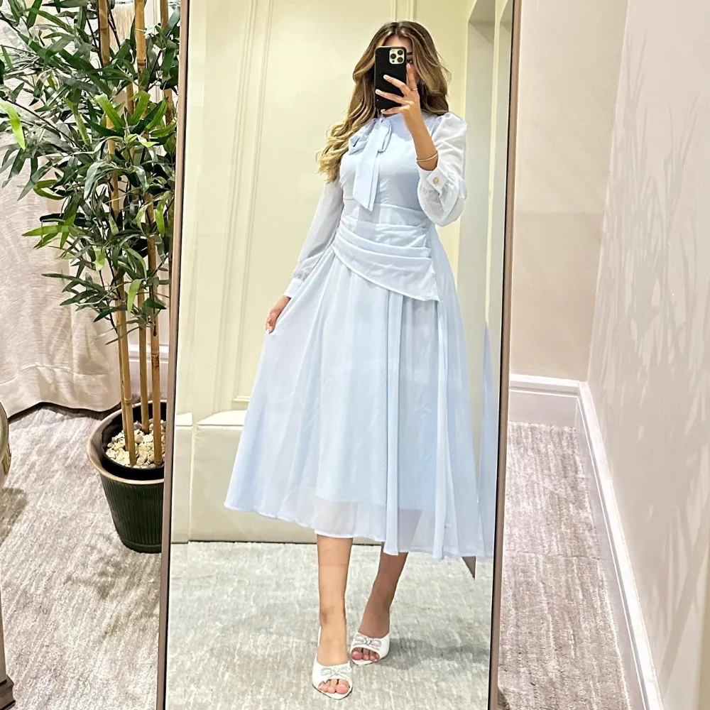 Jiayigong High Quality Sparkle  Chiffon Button Draped Valentine\'s Day A-line O-Neck Bespoke Occasion Gown Knee Length Dresses