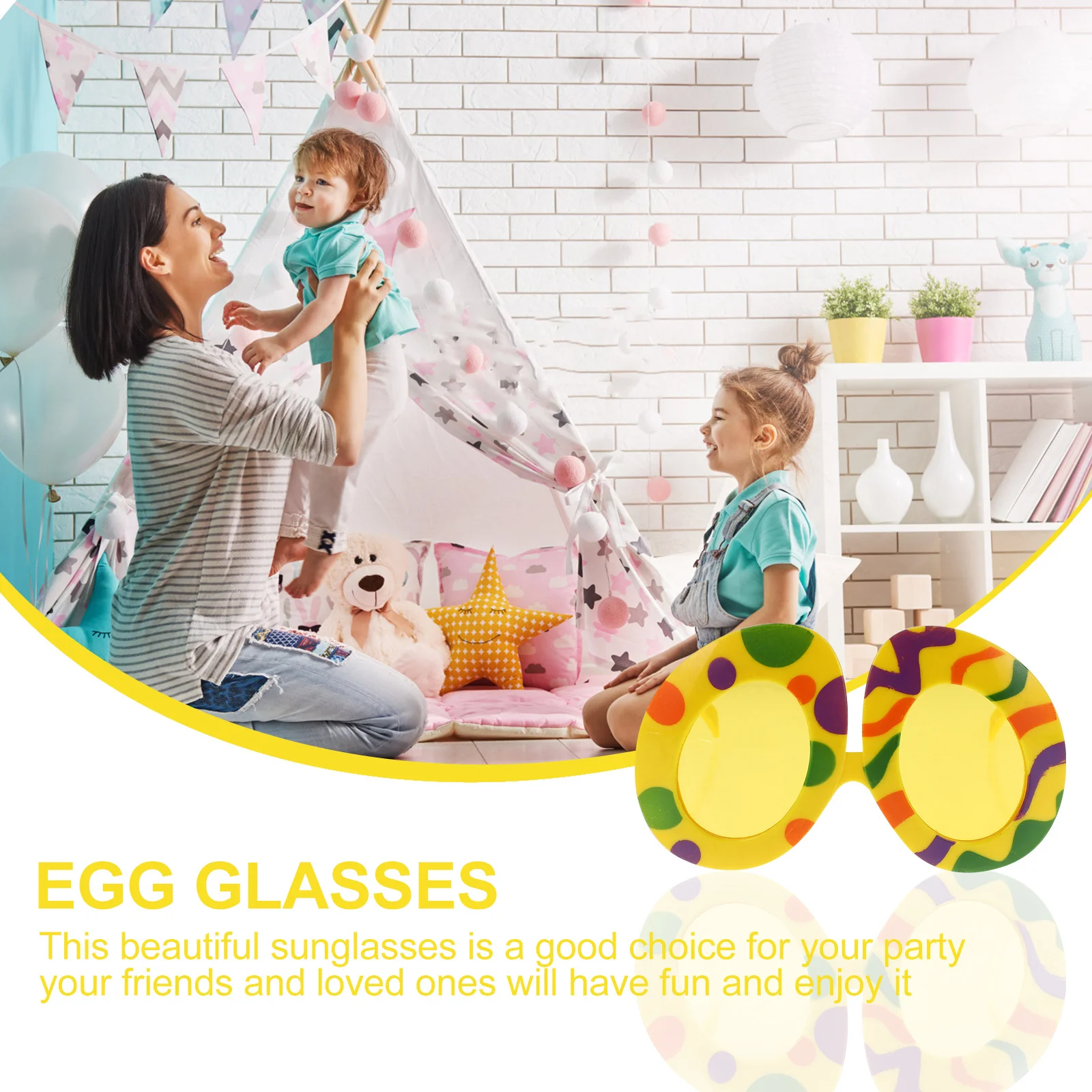 Cornice per uova di Pasqua divertente per bambini Festa per foto Puntelli per occhiali per bambini Puntelli per costumi Occhiali decorativi per festival