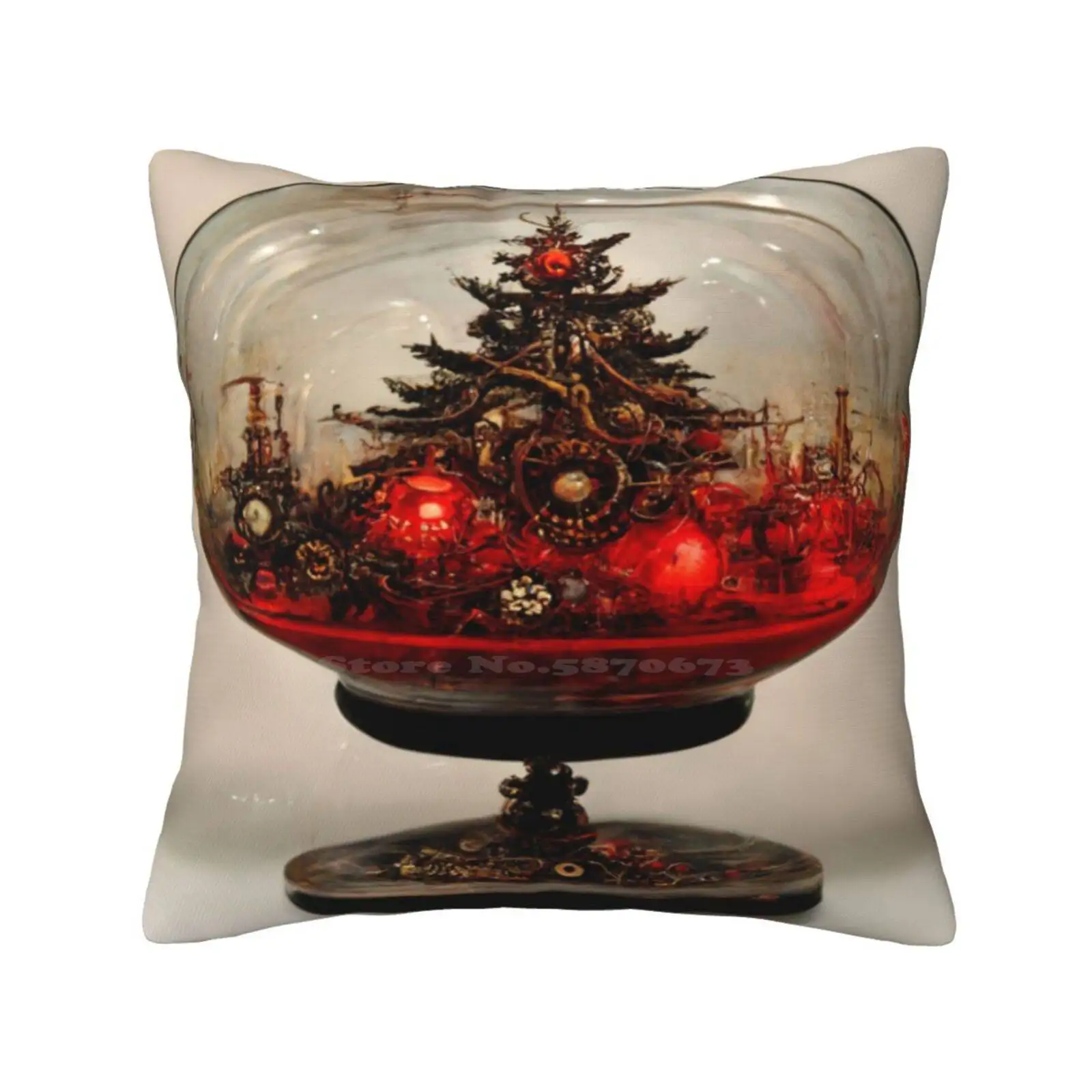 Captured Red Christmas Pillowslip Pillowcase Trending Newest Christmas Ornaments Midjourney Steampunk Designs British Steampunk