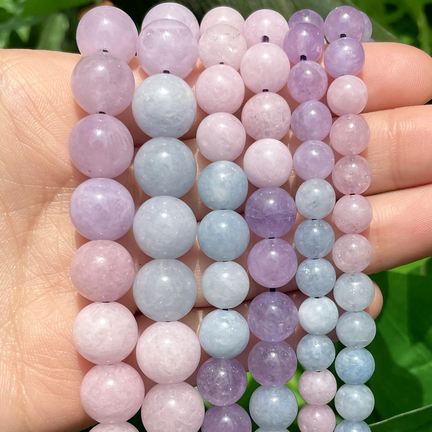 Natural Stone Purple Morganite Beads Round Loose Spacer Gemstone Beads 6 8 10mm for Jewelry Making Bracelets DIY 15\