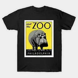 Restored Philadelphia Zoo Promotional Poster Retro 80 90S    Unisex summer T-shirt Cotton fashion couple clothes