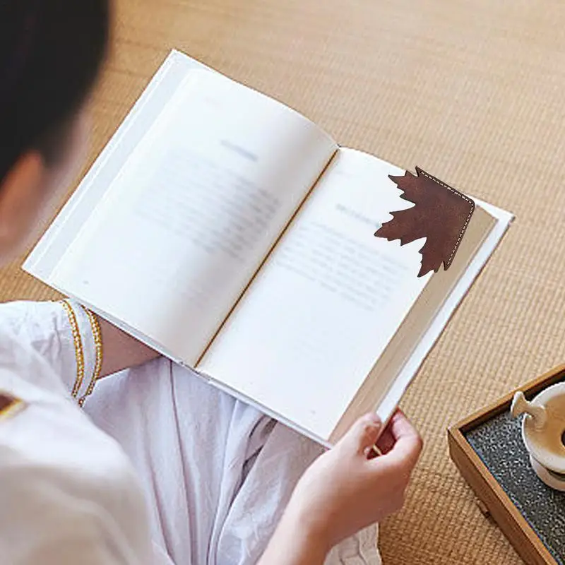 Leather Corner Bookmark Maple Leaves Leather Corner Bookmarks Birthday Gifts Book Accessories For Reading Lover Women Girls Kids