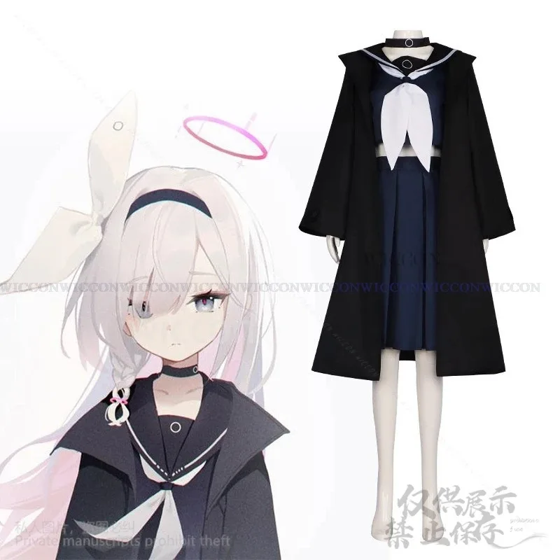 

a7d@Anime Game Blue Archive Cosplay Prana Black Arona Cute Black Sailor Clothing Skirt Game Female Jk Daily Costume Wig Hallowee