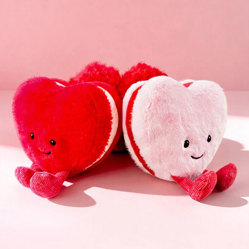 Peluche a forma di cuore morbido, adorabili bambole a forma di cuore rosso rosa sorridente, simpatici peluche regalo di San Valentino per la decorazione della casa della fidanzata