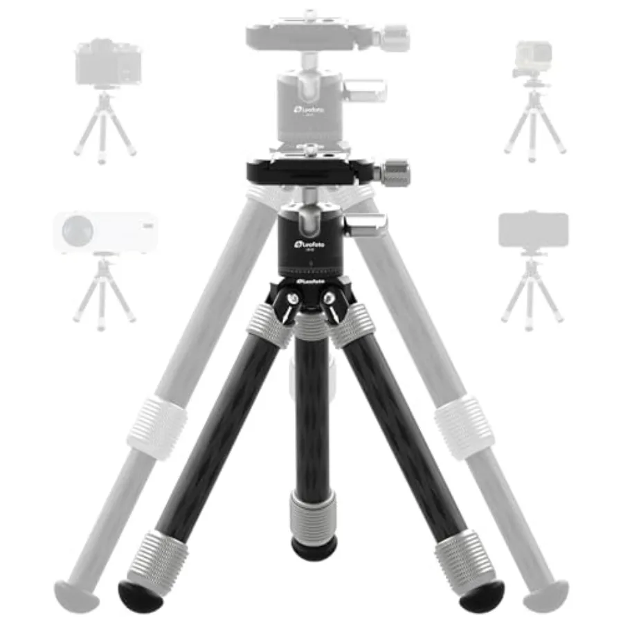 

Carbon Fiber Mini Table Tripod with Ball Head for Camera Lightweight Desktop Tripod with Base 1/4 Arca QR Plate for Phone Adapt