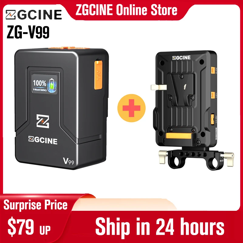 ZGCINE ZG-V99 V99 V Mount Battery V-Lock Lithium Battery Auxiliary Battery Pack for DSLR Cameras Video Lights Smartphones Laptop