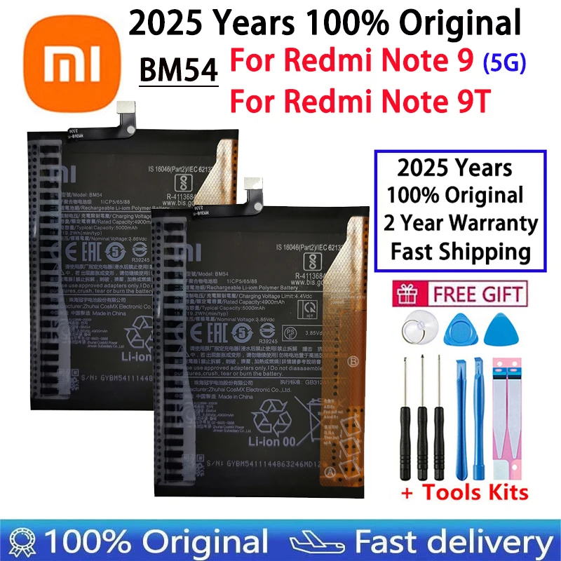 BM54 Battery for Xiaomi Redmi Note 9 5G, 100% Original, High Quality, MTK 800U Batteries, Fast Shipping, Fast Shipping